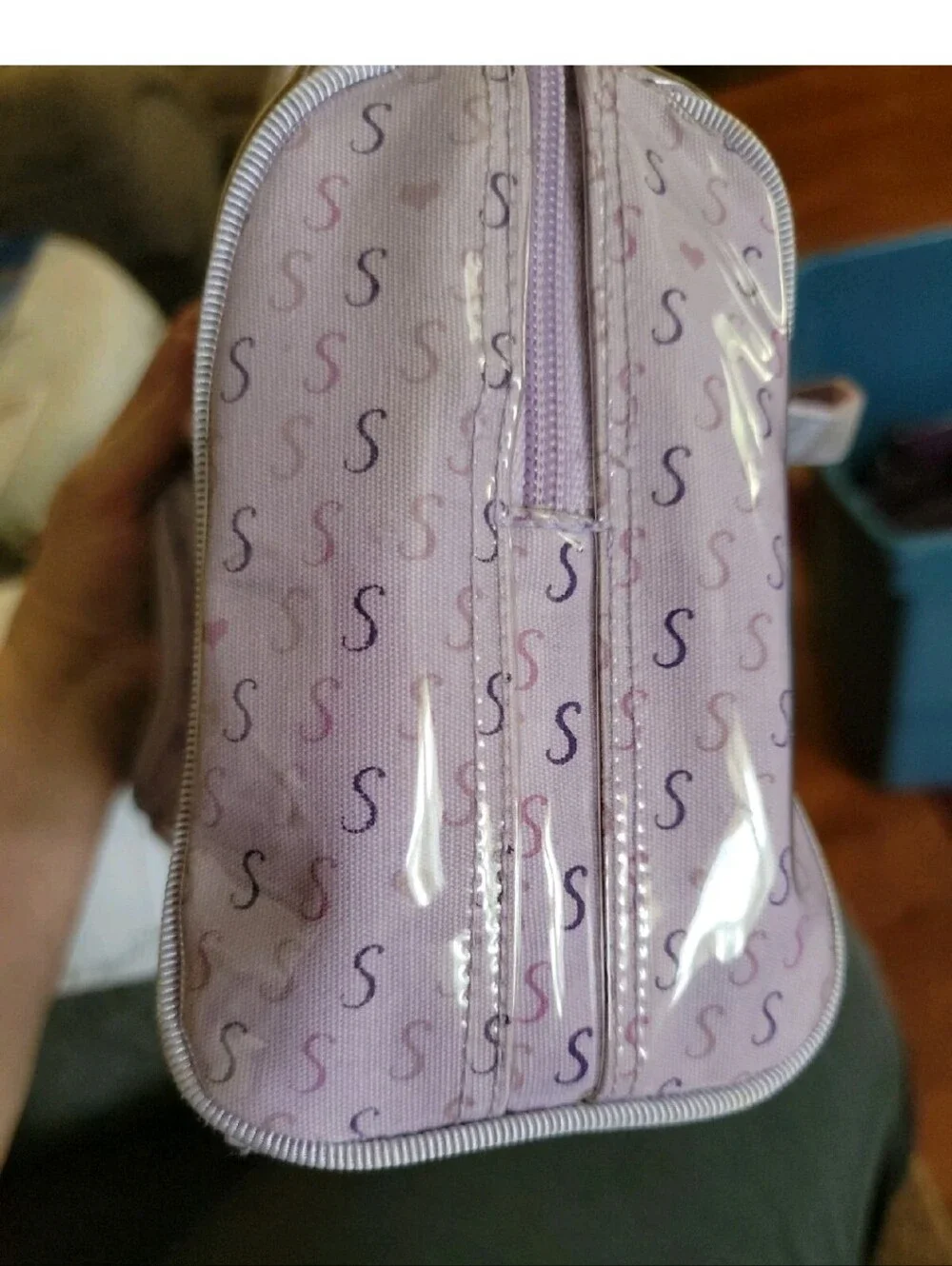 Liz Claiborne Lavender S Print Purse and Matching Cosmetic Bag